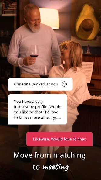 SilverSingles Google Play artwork showing a conversation